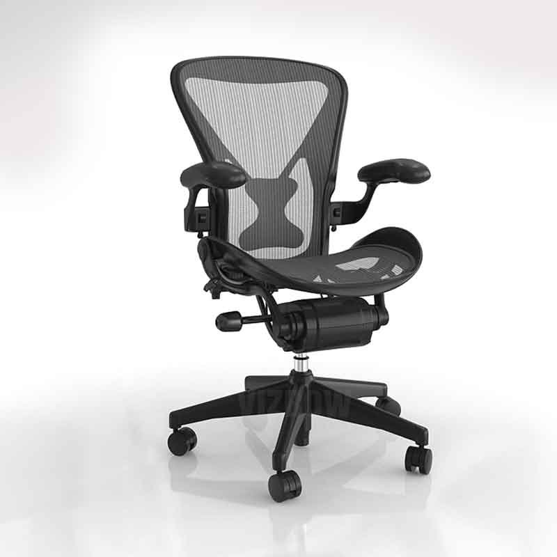 3D rendered view of a egonomic office chair