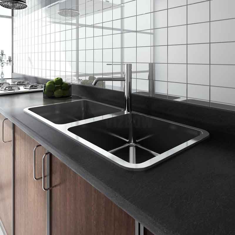 3d rendered view of a sink and faucet placed in a kitchen